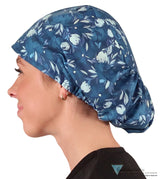 Euro Style Riley Comfort Scrub Cap - Bountiful Blue Blooms Caps