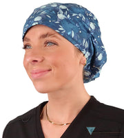 Euro Style Riley Comfort Scrub Cap - Bountiful Blue Blooms Caps