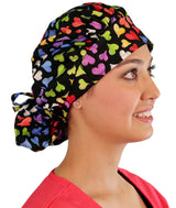 Banded Bouffant Surgical Scrub Cap - Playful Hearts - Banded Bouffant Surgical Scrub Caps - Sparkling EARTH