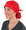 Front Facing Tied View of a Woman Wearing a Tied Back Banded Bouffant Ponytail Surgical Scrub Cap - Solid Red Fabric