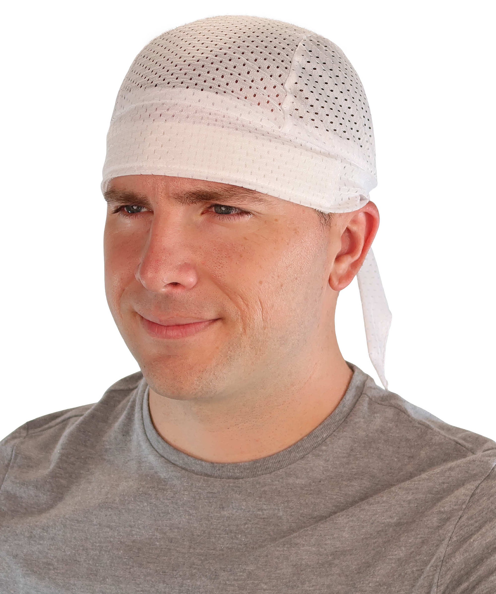 Air Flow Skull Caps - Ultimate Comfort Ventilation and Breathability - White on White Stretch Mesh Skull Caps