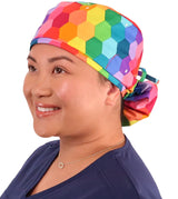 Big Hair Surgical Scrub Cap -  Rainbow Kaleidoscope