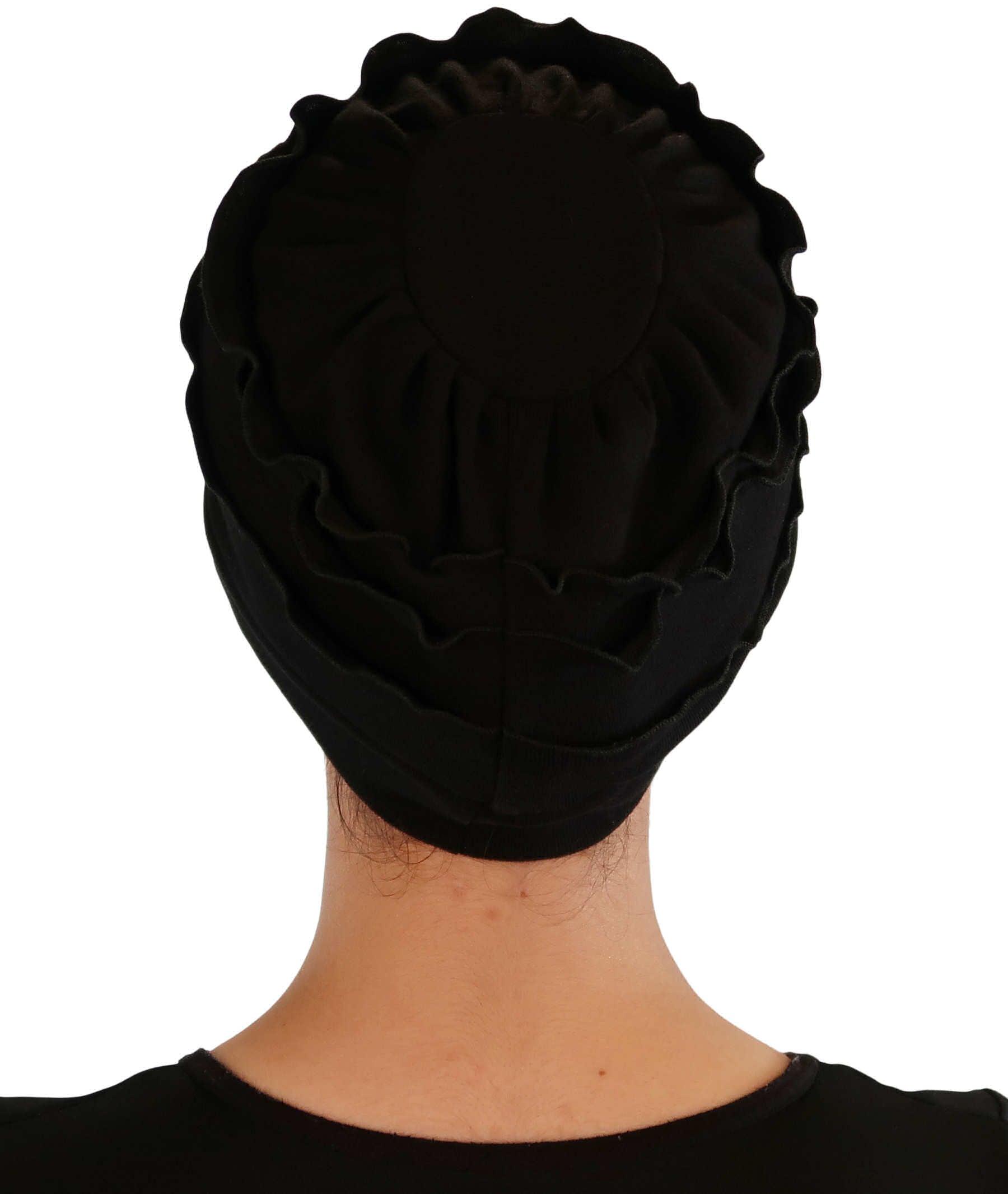 Sofia Ruffle Comfort Caps - Soft Stylish & Fashionable - American Made - Black Comfort Caps