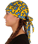 Nomad 10 Skull Cap - Liquid Blue Flames on Yellow