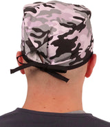 Surgical Scrub Cap - Kickin Camo Black & Grey with Black Ties