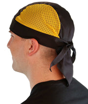 Breathable Cotton Skull Caps with Air Flow Side Panels – Ultimate Comfort - Yellow and Black Air Flow (Mesh Sides)