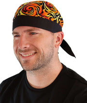 Classic Skull Cap - Flame Circles Red and Orange