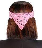 Chop Top Biker Style Headbands - Pink Cross Paisley with Rhinestones