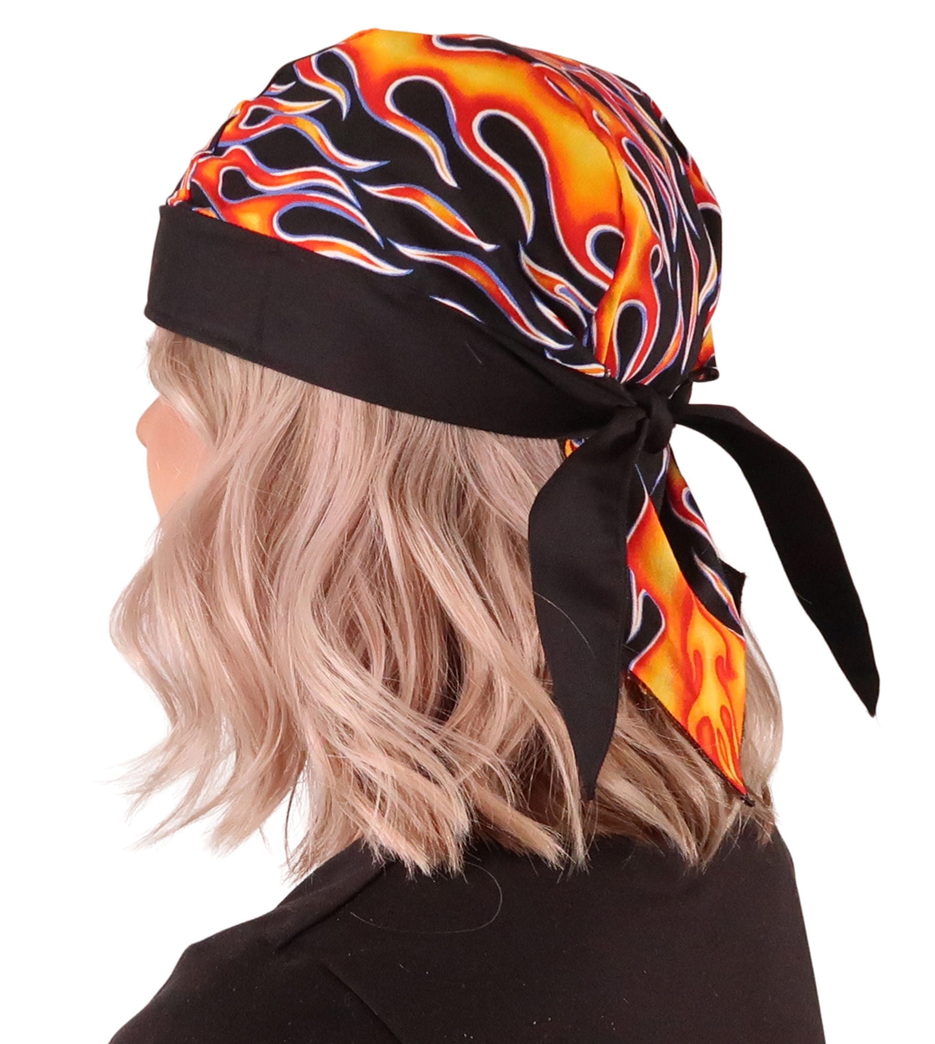 Breathable Cotton Skull Caps: Perfect for Any Activity - Hot Rod Flames with Black Band Classic Skull Caps