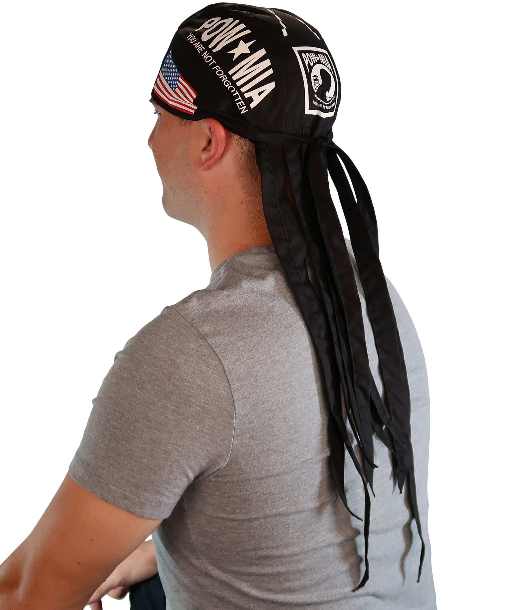 Nomad 10 Skull Cap - Rockstar Style for the Open Road - American Made - POW MIA and USA Flag on Black Nomad 10 Skull