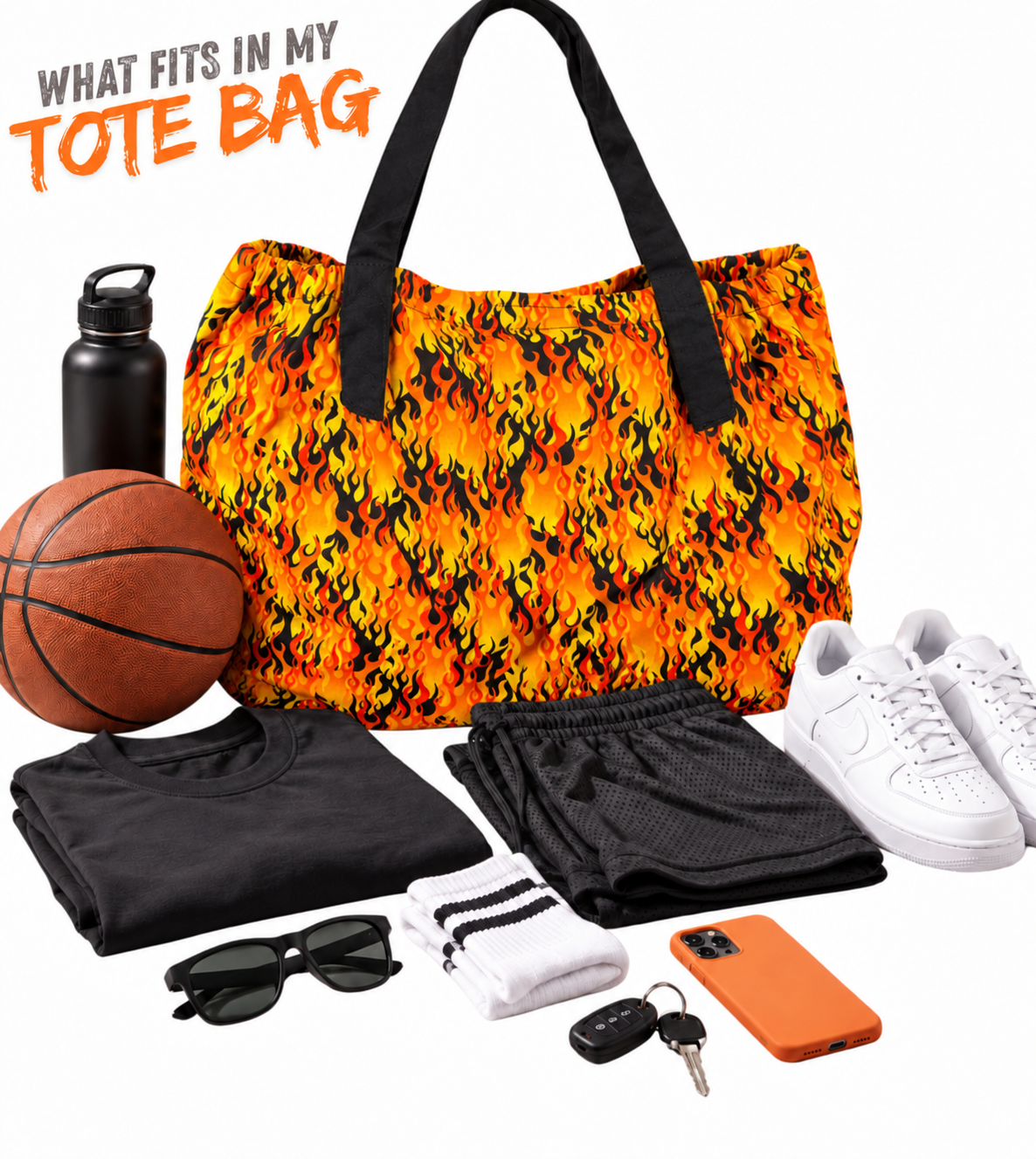 Eco-Friendly Tote Bags with Multiple Pockets and Amazing Patterns - Raw Flames