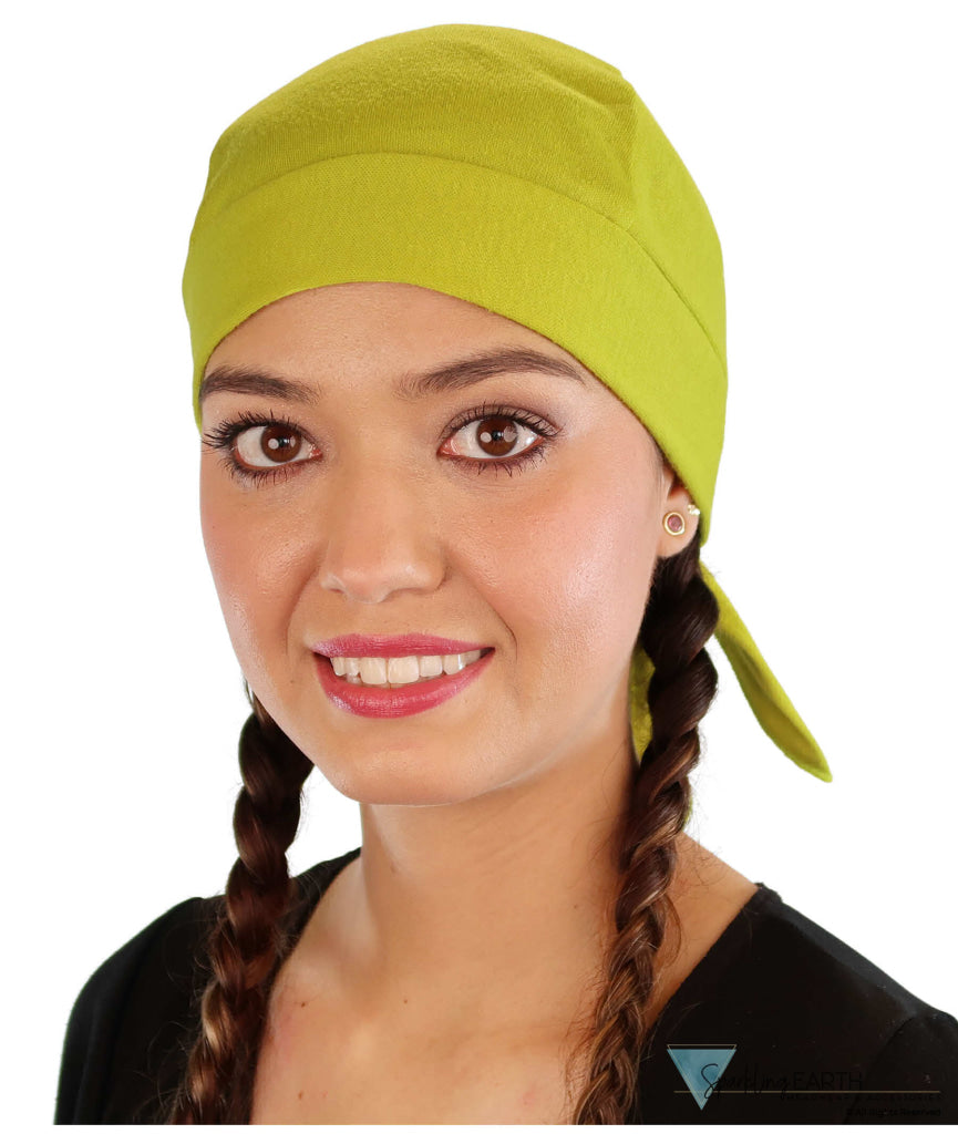 Grand Extra Deep Stretch Skull Cap - Stretchy Sweatband-Free Made in USA - Solid Lime Green Grand Stretch Skull Caps
