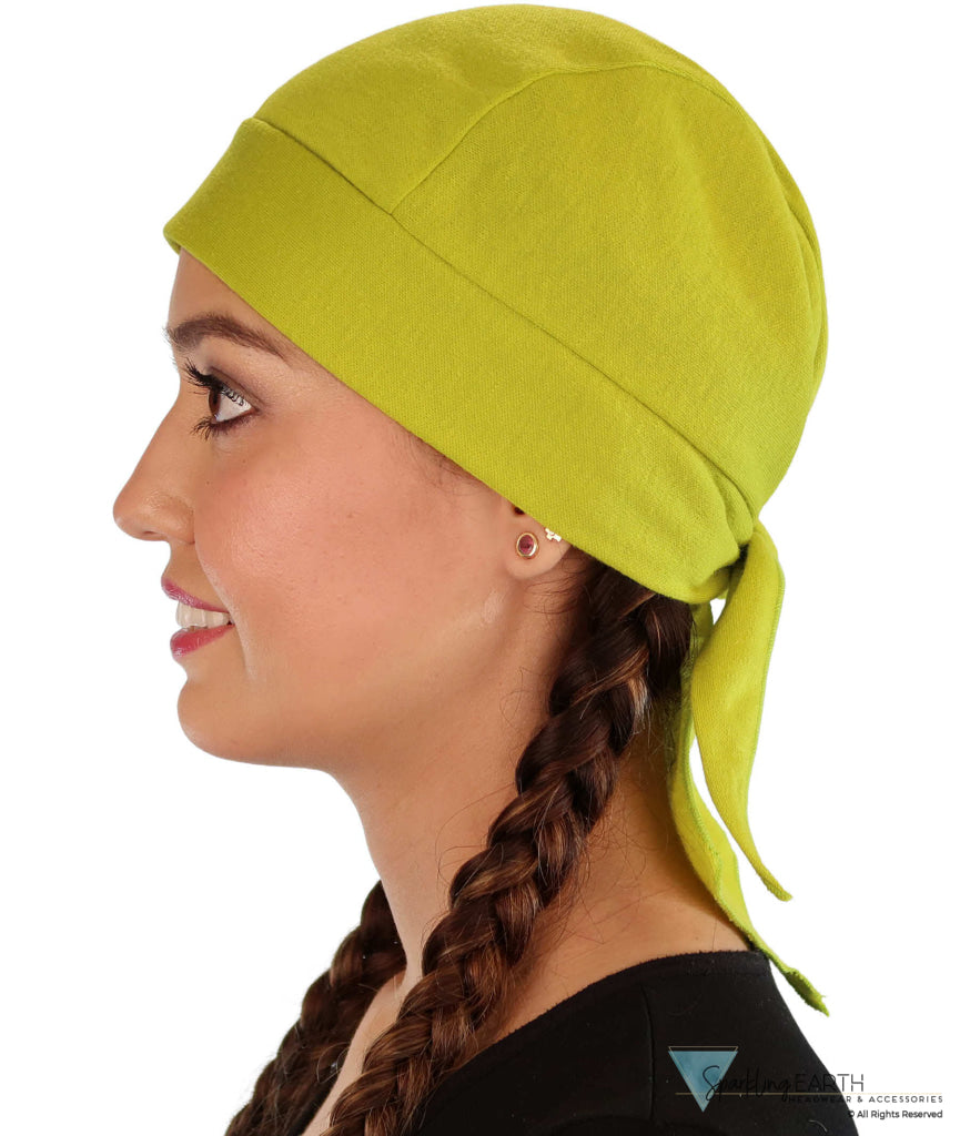 Grand Extra Deep Stretch Skull Cap - Stretchy Sweatband-Free Made in USA - Solid Lime Green Grand Stretch Skull Caps