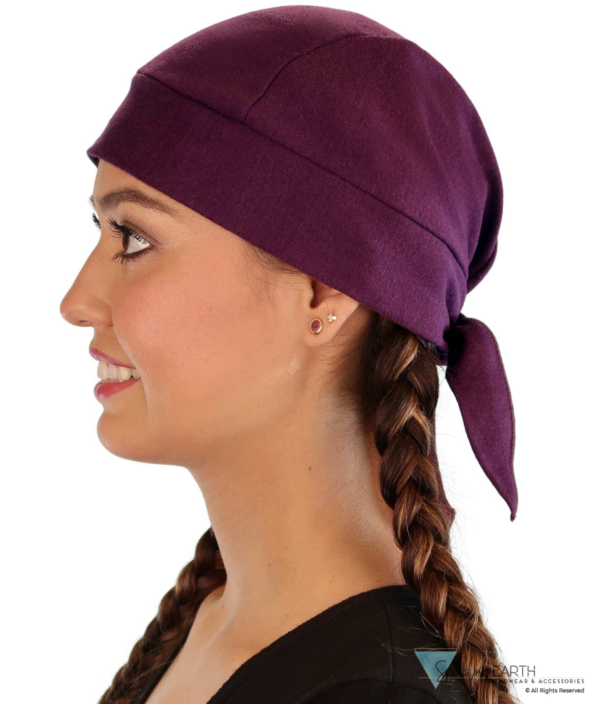 Grand Extra Deep Stretch Skull Cap - Stretchy Sweatband-Free Made in USA - Solid Plum Grand Stretch Skull Caps