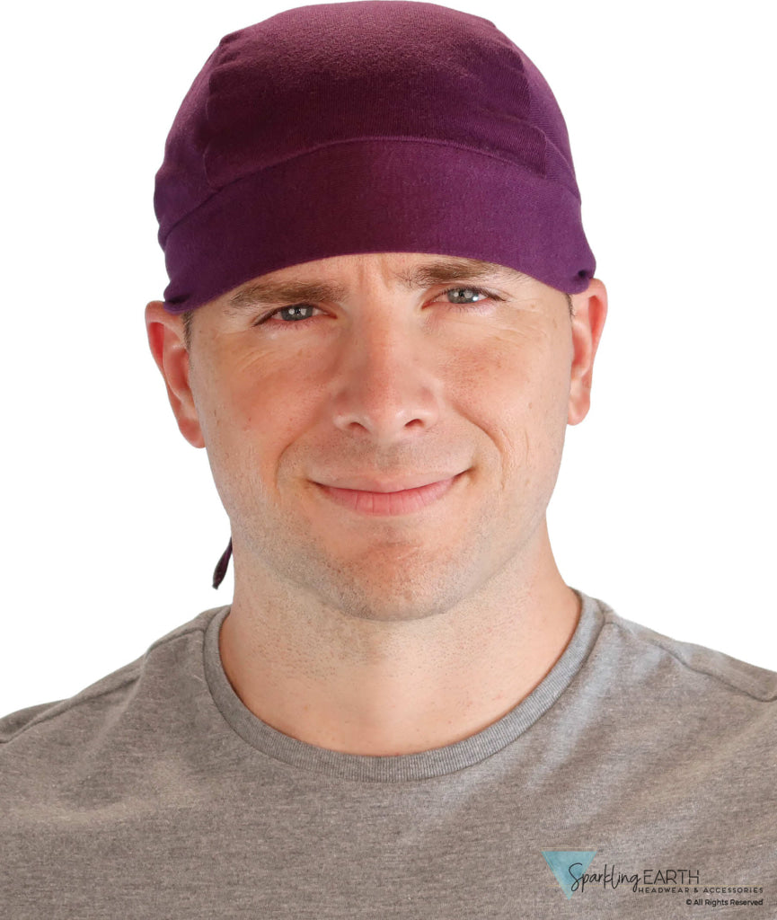 Grand Extra Deep Stretch Skull Cap - Stretchy Sweatband-Free Made in USA - Solid Plum Grand Stretch Skull Caps