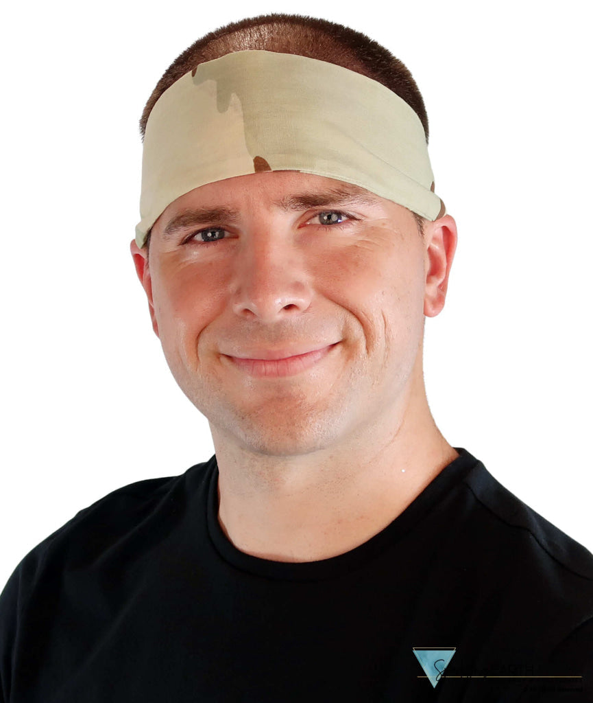 Martial Arts Headband – Adjustable Tapered Ends & Bead - 3 Color Desert Camouflage Martial Arts Headbands