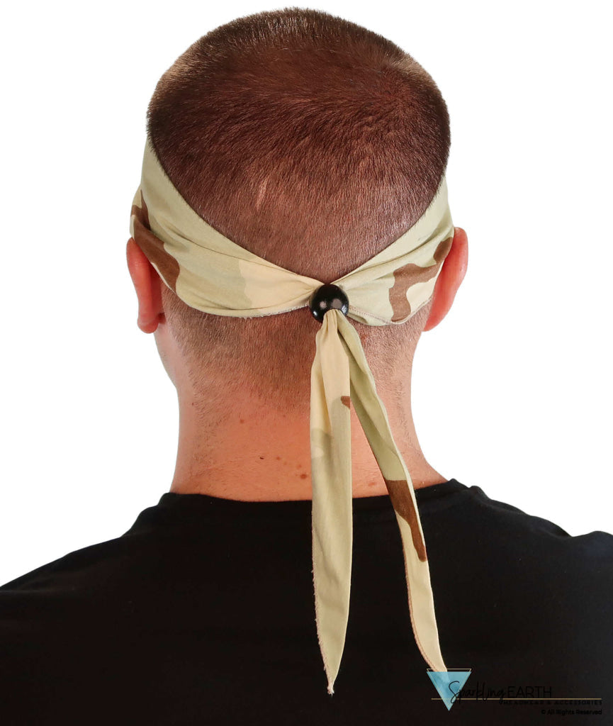 Martial Arts Headband – Adjustable Tapered Ends & Bead - 3 Color Desert Camouflage Martial Arts Headbands