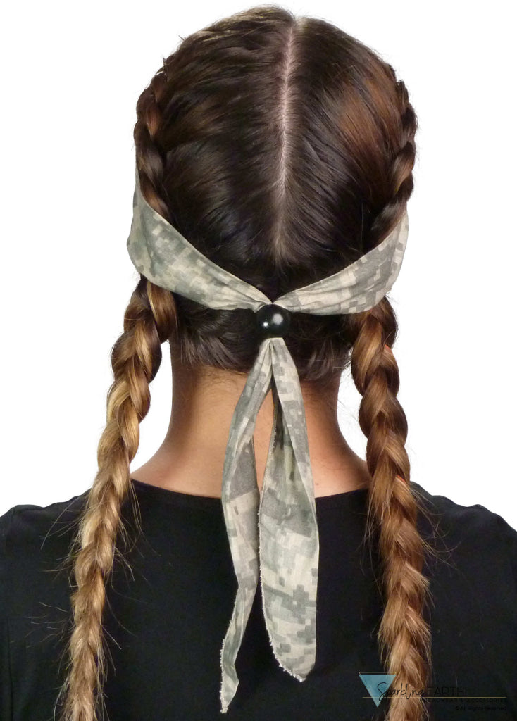 Martial Arts Headband – Adjustable Tapered Ends & Bead - Army ACU Digital Camouflage Martial Arts Headbands