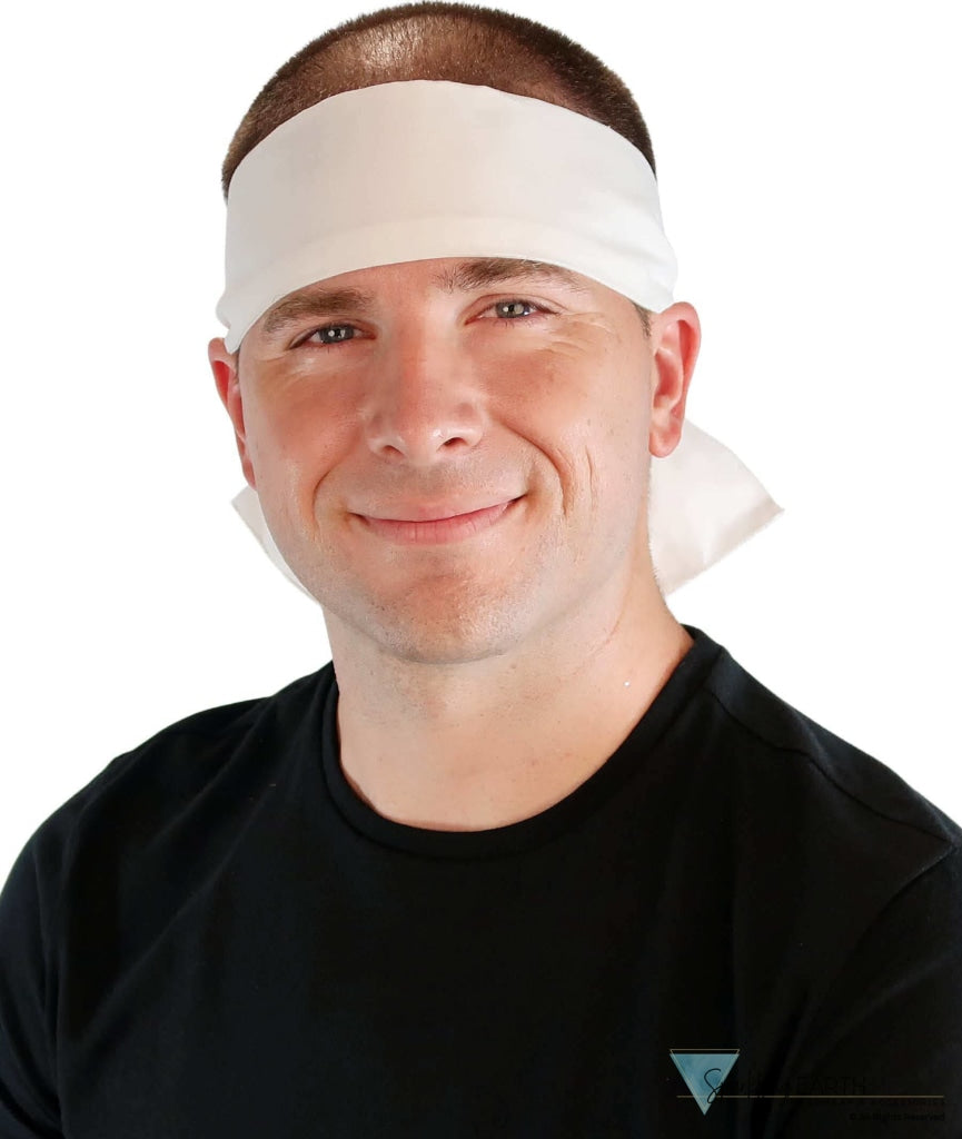 Martial Arts Style Jumbo Headband - White - Sparkling EARTH