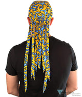 Nomad 10 Skull Cap - Liquid Blue Flames on Yellow - Nomad 10 Skull Caps - Sparkling EARTH