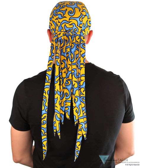 Nomad 10 Skull Cap - Liquid Blue Flames on Yellow - Nomad 10 Skull Caps - Sparkling EARTH