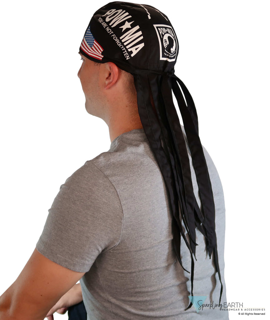 Nomad 10 Skull Cap - Rockstar Style for the Open Road - American Made - POW MIA and USA Flag on Black Nomad 10 Skull