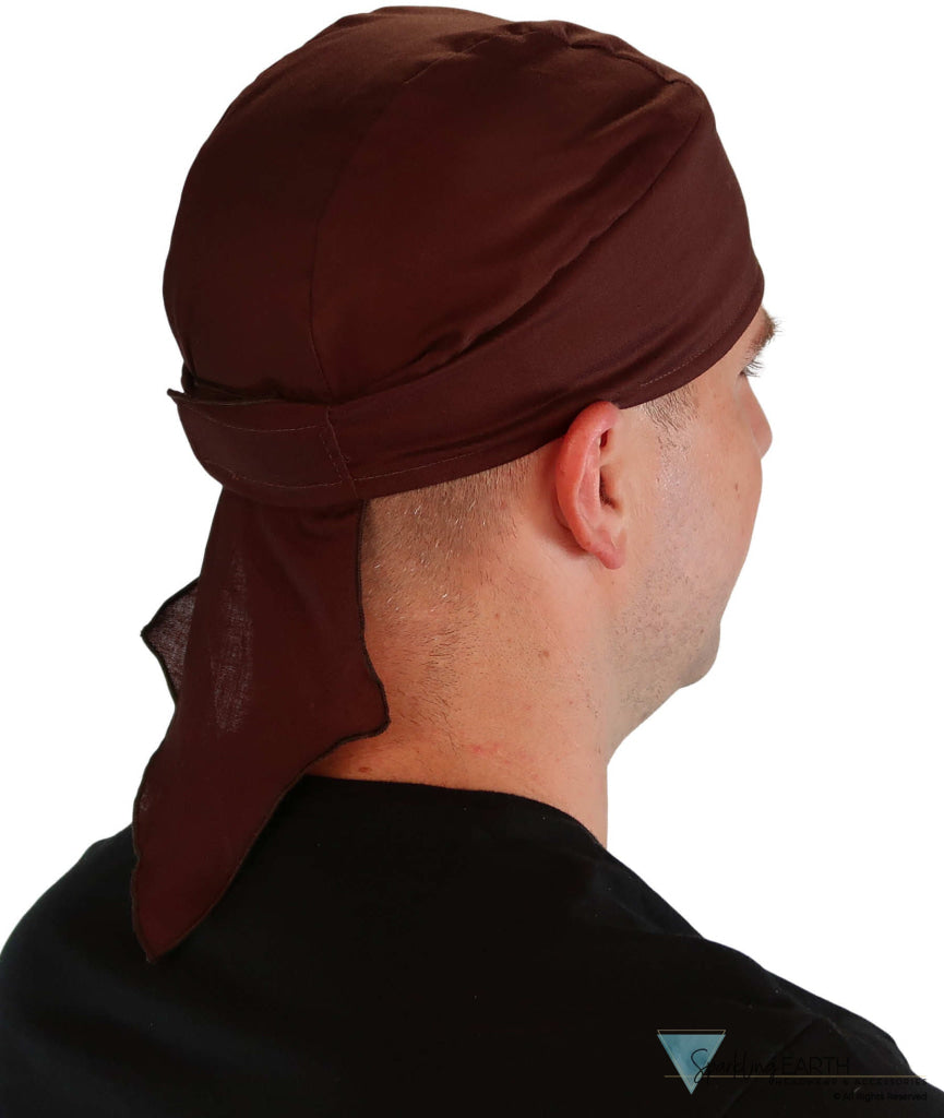 Premium Extra Deep Stretch Skull Cap – No Tie Adjustable Fit - Made in USA - Solid Chocolate Brown No Tie Skull Caps