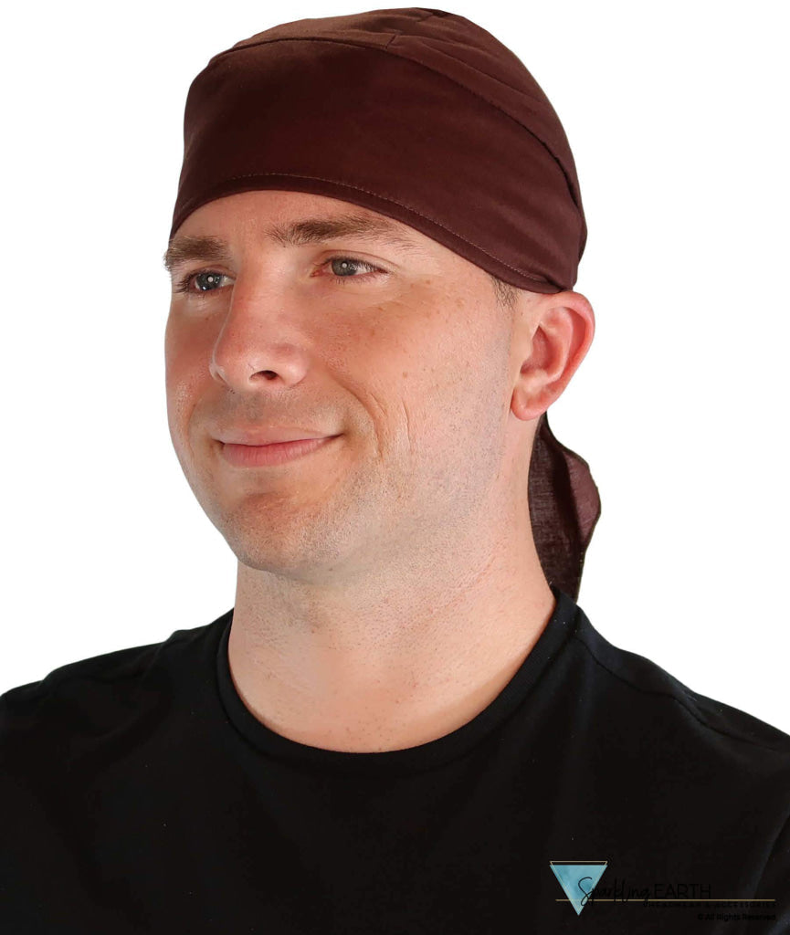 Premium Extra Deep Stretch Skull Cap – No Tie Adjustable Fit - Made in USA - Solid Chocolate Brown No Tie Skull Caps