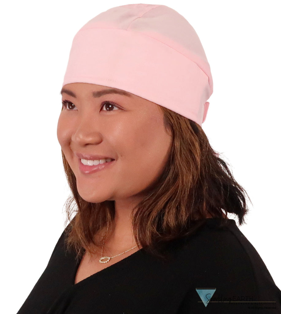 Premium Extra Deep Stretch Skull Cap – No Tie, Adjustable Fit - Made in USA - Solid Light Pink - No Tie Skull Caps - Sparkling EARTH