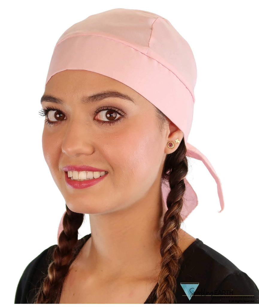 Premium Extra Deep Stretch Skull Cap – No Tie Adjustable Fit - Made in USA - Solid Light Pink No Tie Skull Caps