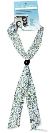 Reusable Cooling Neck Tie Small Daisies Purple & Blue on White NECK COOLING TIES