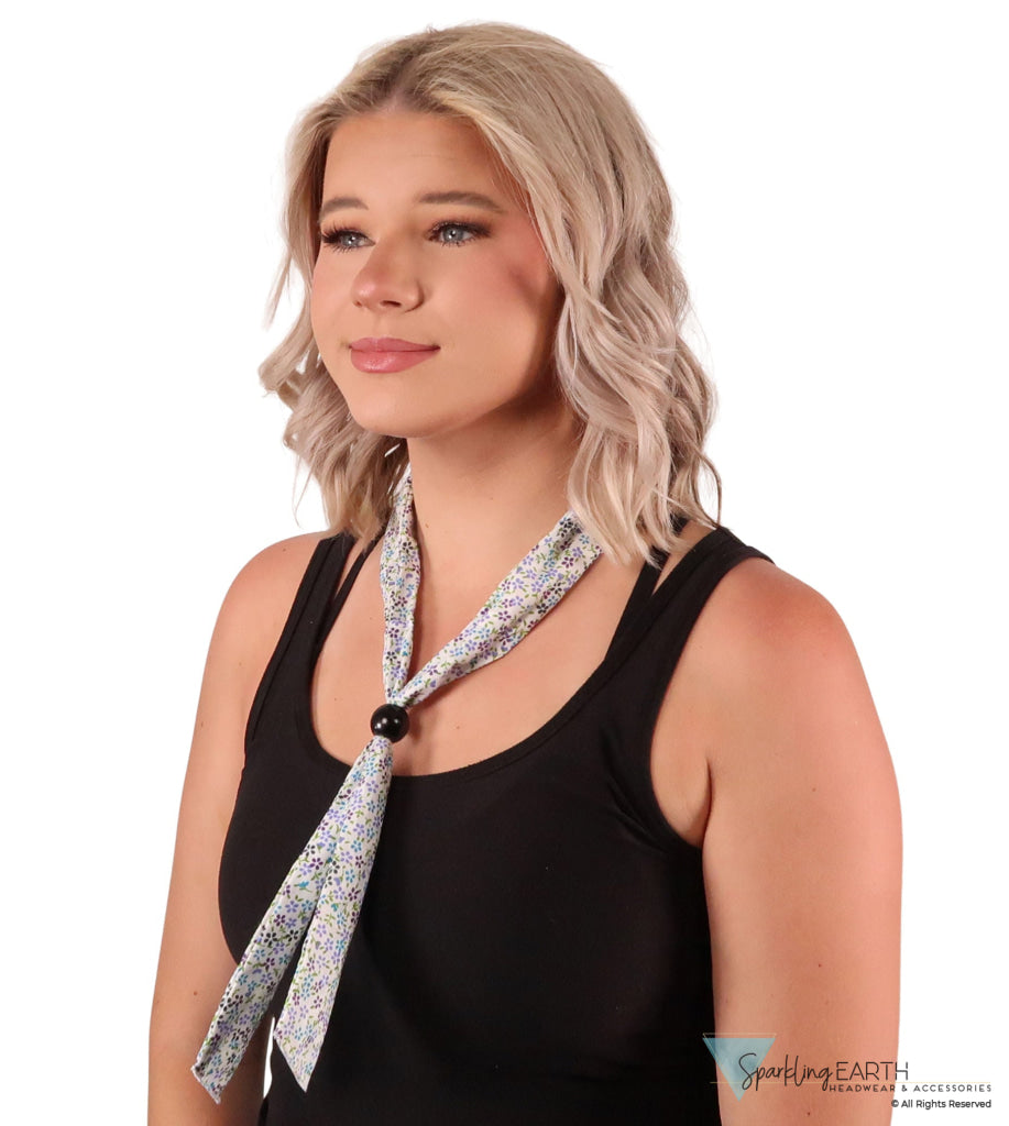 Reusable Cooling Neck Tie - Small Daisies Purple & Blue on White NECK COOLING TIES