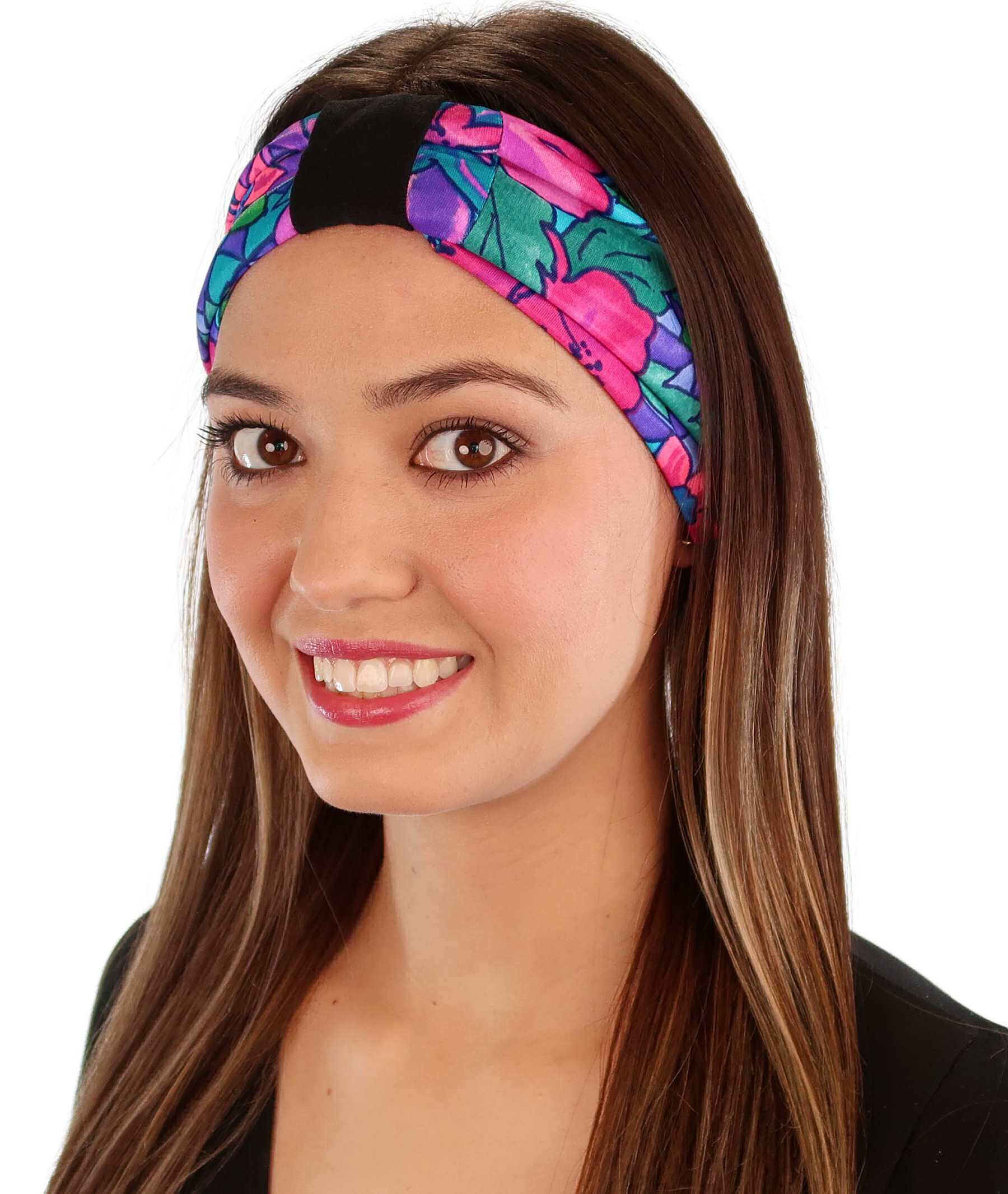 Reversible Stretch Headband – Hawaiian Flowers Alternate Image