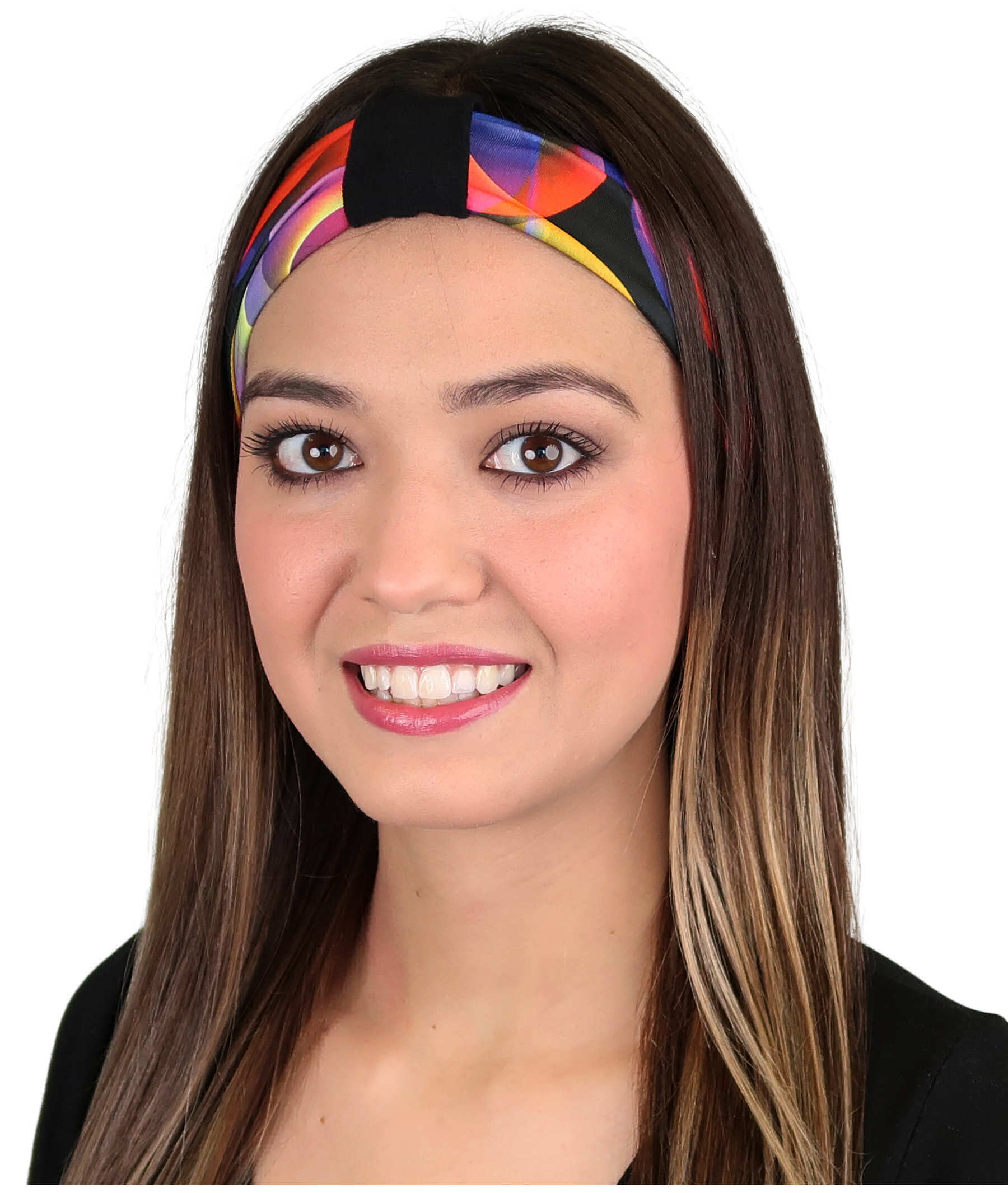Reversible Stretch Headband – Multi Color Smoke on Black Front View