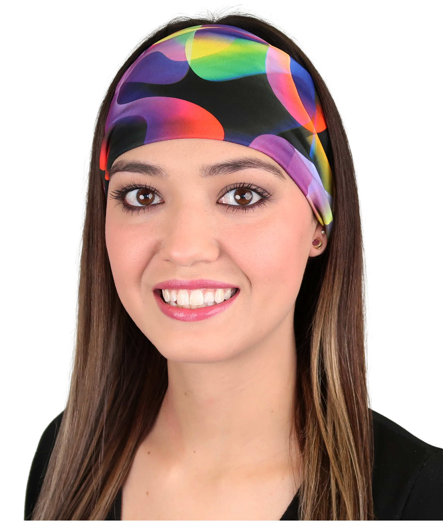 Reversible Stretch Headband – Multi Color Smoke on Black Alternate View
