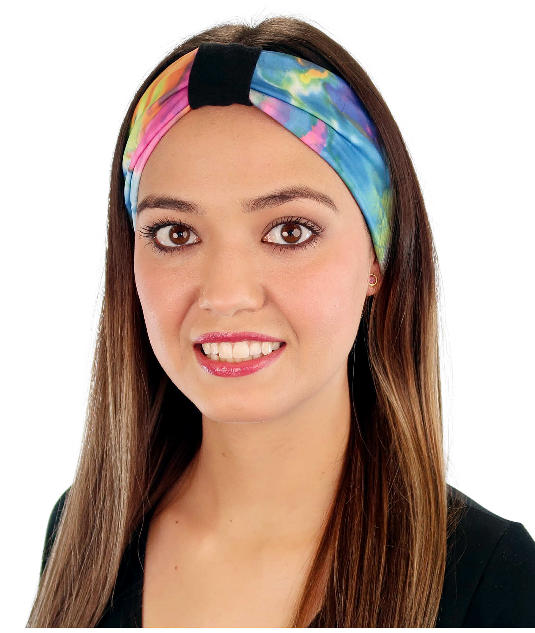 Reversible Stretch Headband – Multi Color Tie Dye (Pastel) Alternate View