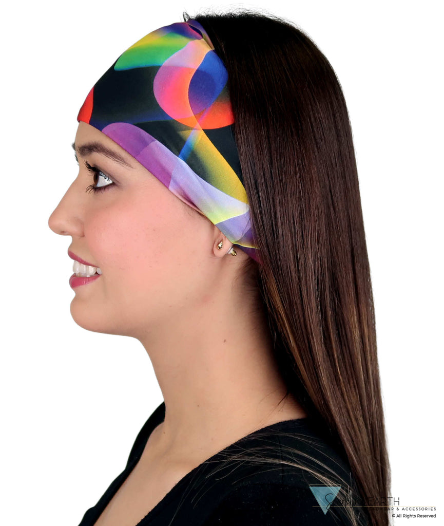 Reversible Stretch Headband – Multi Color Smoke on Black Side View