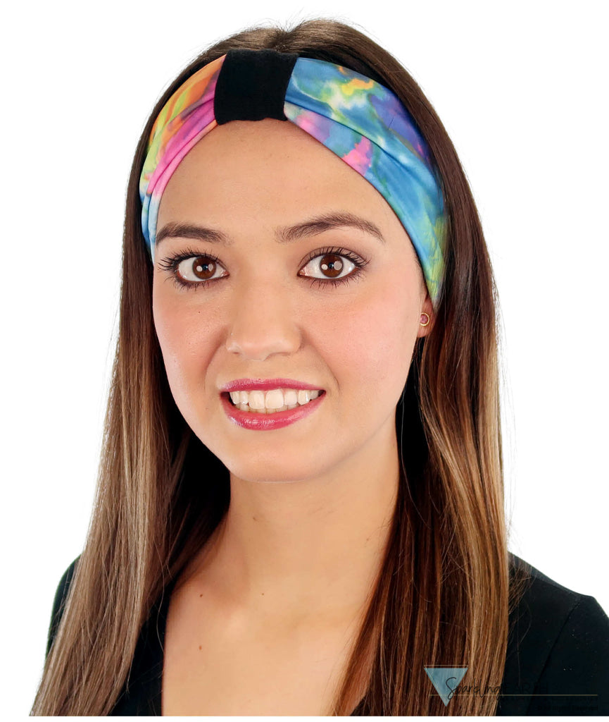 Reversible Stretch Headband – Multi Color Tie Dye (Pastel) Alternate View