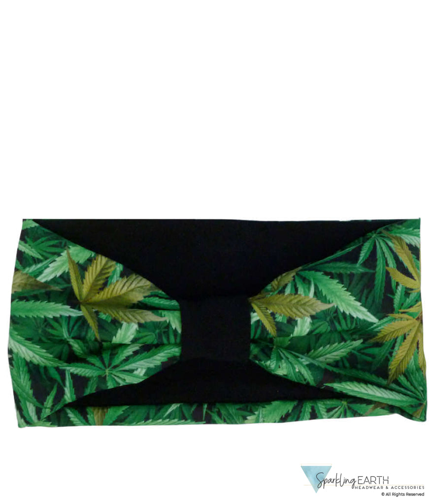 Reversible Stretch Headband – Stylish, Comfortable & USA-Made -  Marijuana Pot Leaves - Stretch Headbands - Sparkling EARTH