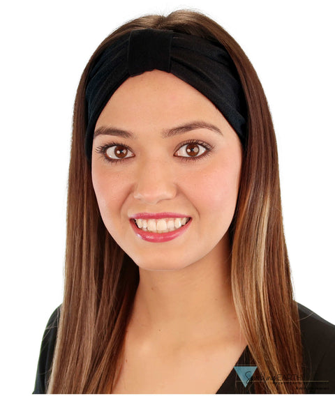 Reversible Stretch Headband – Stylish Comfortable & USA-Made - Solid Black Spandex Stretch Headbands