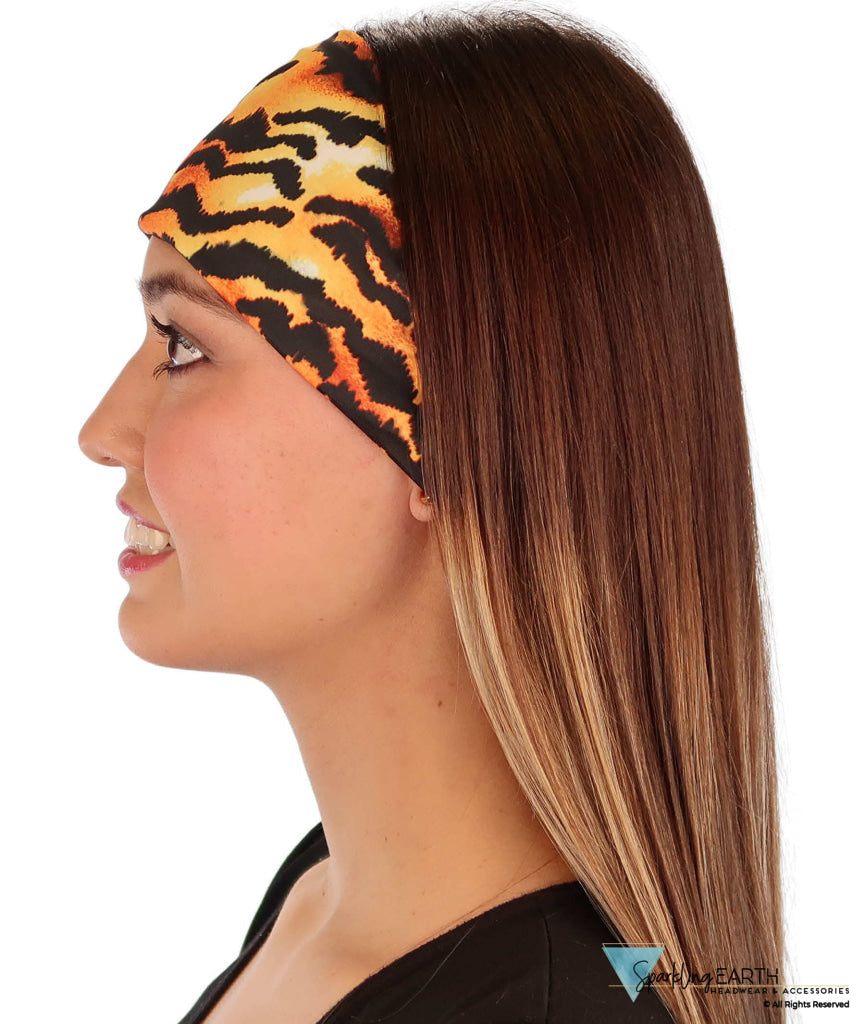 Reversible Stretch Headband – Stylish Comfortable &amp; USA-Made - Tiger Pelt Stretch Headbands