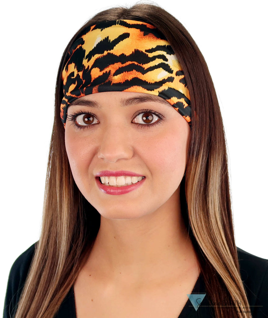 Reversible Stretch Headband – Stylish, Comfortable & USA-Made -  Tiger Pelt - Stretch Headbands - Sparkling EARTH