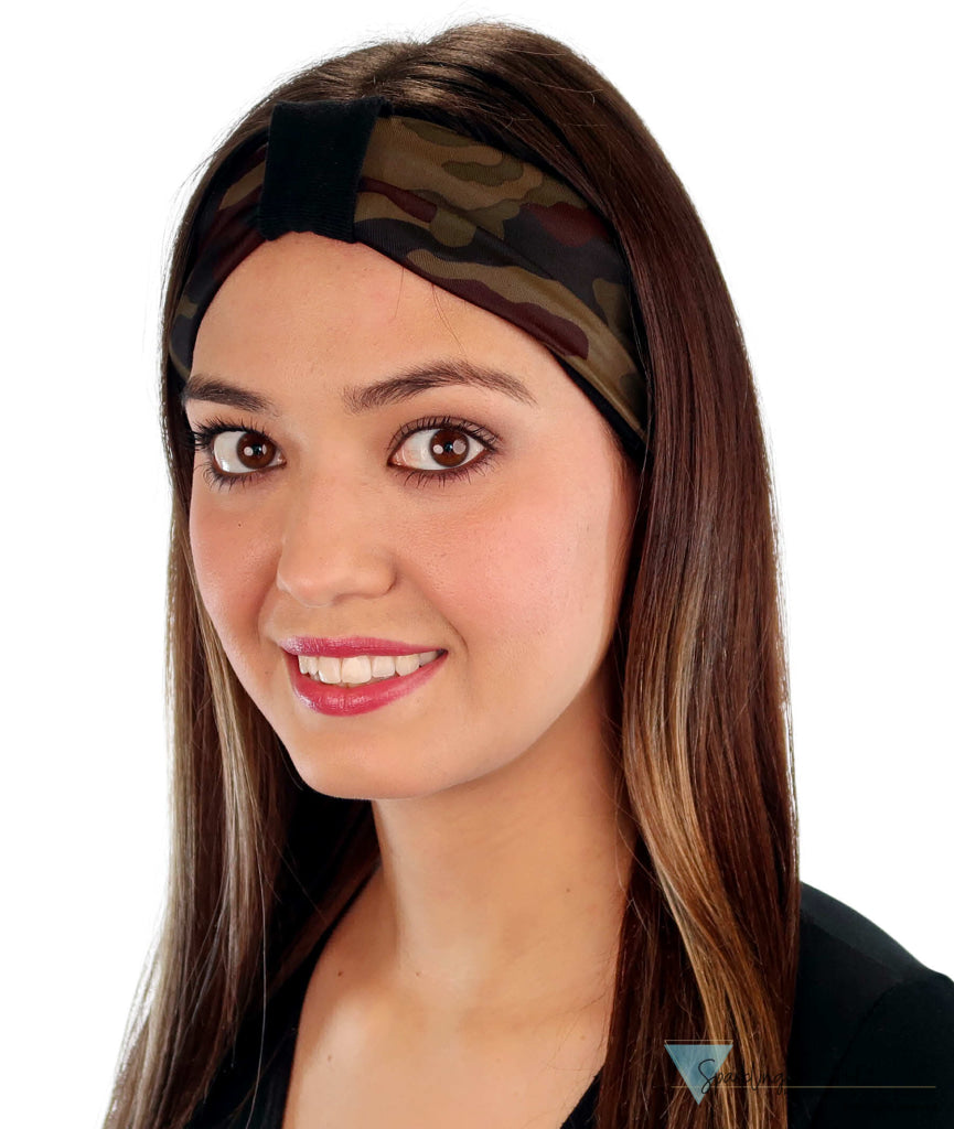 Reversible Stretch Headband – Stylish Comfortable & USA-Made - Woodland Camouflage Stretch Headbands
