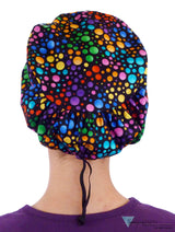 Riley Comfort Cap - Multi Colored Dots Scrub Caps