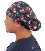 Riley Comfort Scrub Cap - Precious Primrose On Navy Caps