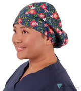 Riley Comfort Scrub Cap - Precious Primrose On Navy Caps