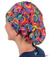 Riley Comfort Scrub Cap - Rainbow Bright Colored Swirls Caps