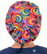 Riley Comfort Scrub Cap - Rainbow Bright Colored Swirls Caps
