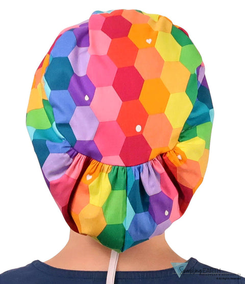 Riley Comfort Scrub Cap - Rainbow Kaleidoscope Caps