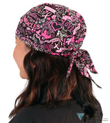 Skull Cap - Pink Ribbon Collage On Black Classic Caps